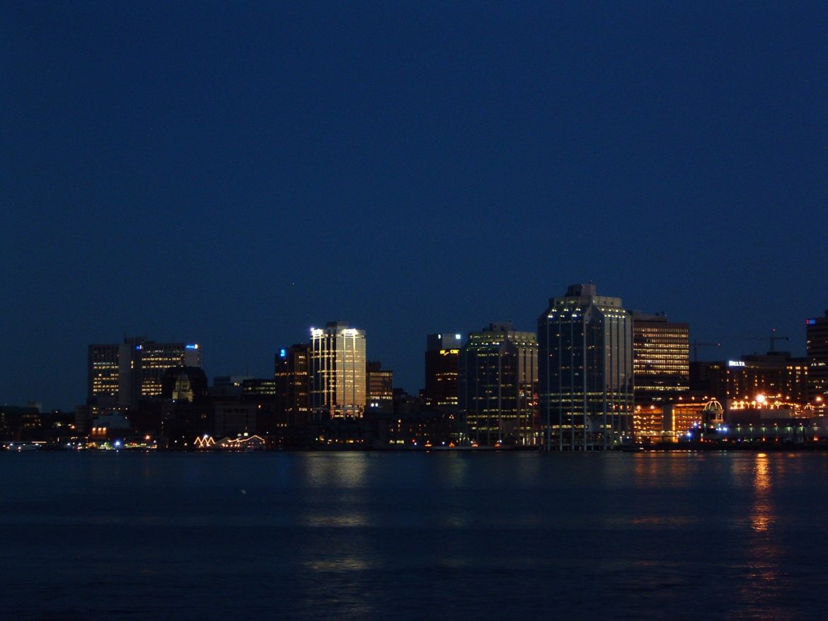 Nighttime view of Downtown Halifax skyline